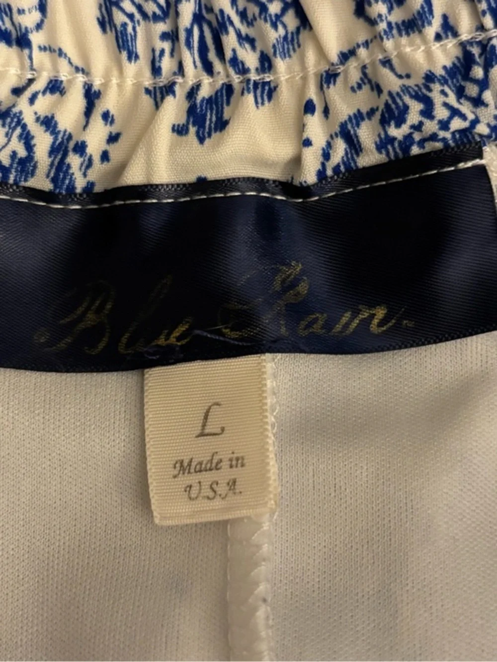 Blue Rain A-Line Women’s Size L Blue and White Printed A-Line Skirt